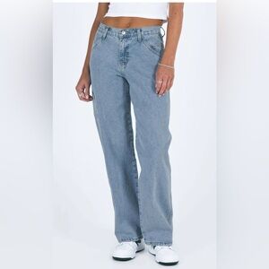 Princess Polly TAMI CARGO JEANS MID WASH DENIM Size 2